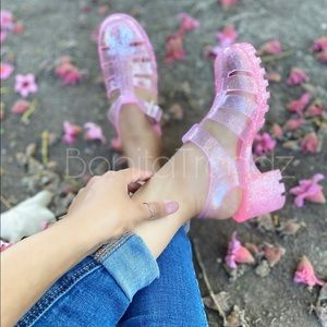 Glittery Pink Jelly Sandals